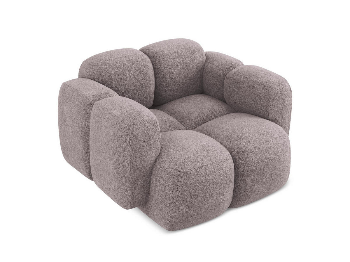 SESSEL Chenille Stoff Violett - Flieder/Schwarz, Holzwerkstoff/Kunststoff (120/72/115cm) - Makamii
