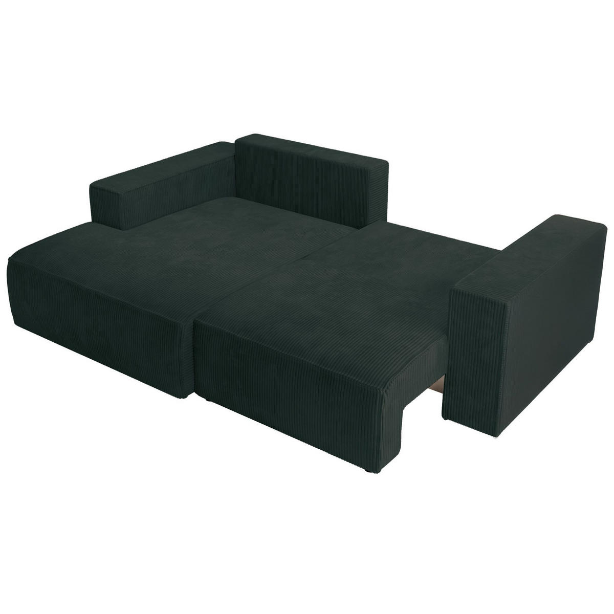 ECKSOFA Farese Mini mit Cordbezug Dunkelgrün, links - Dunkelgrün/Schwarz, Textil (240/167cm) - Selsey