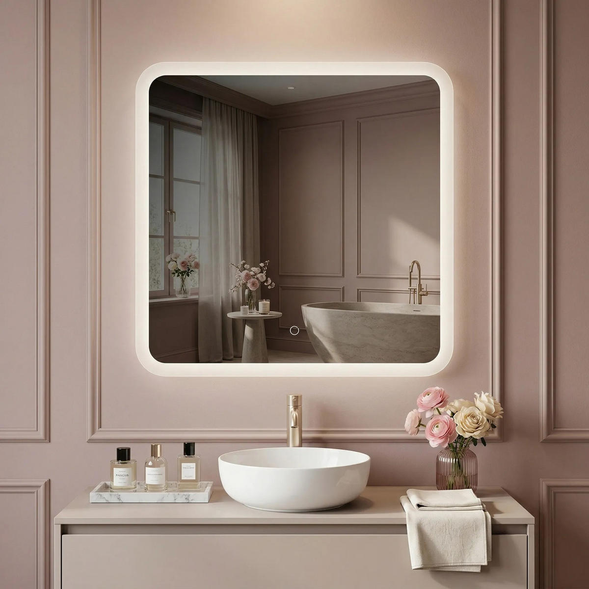 SPIEGEL Rea Led 70x70cm Top-2 - Transparent, Glas (70/2/70cm) - REA
