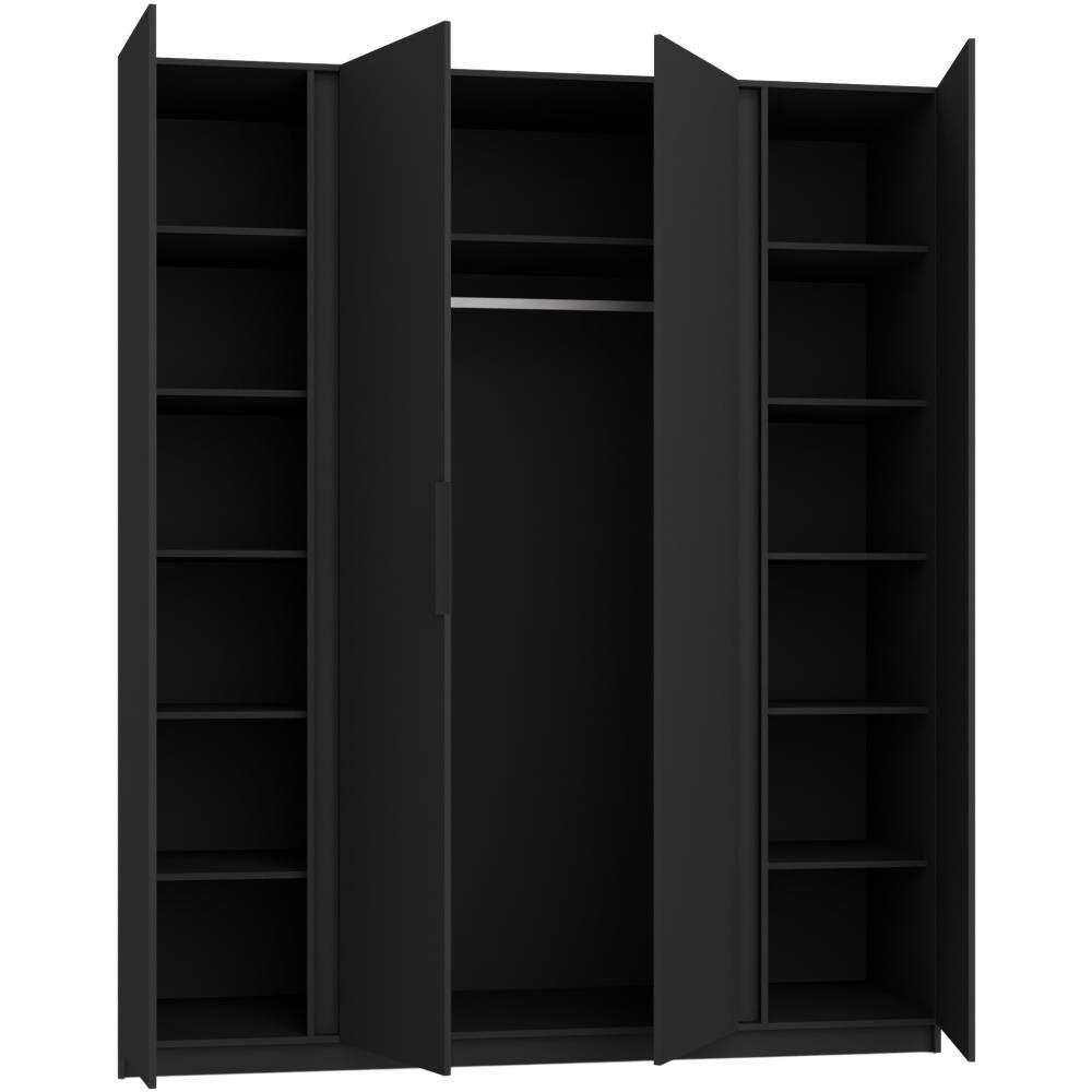 Thumbnail - Beautysofa Drehtürenschrank, Schwarz, Holzwerkstoff, 14 Fächer, 200x239x62 cm, Schlafzimmer, Kleiderschränke, Drehtürens...