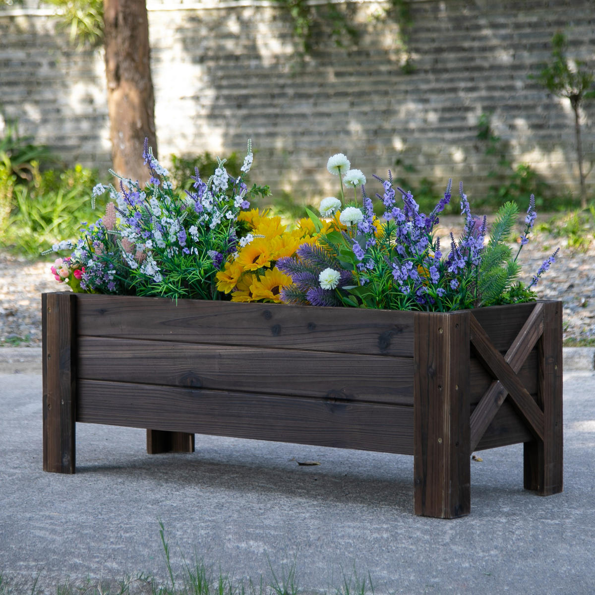HOCHBEET DE-12101 100/36/36 cm mit Bewässerungseinsätzen Natur - Braun, Holzwerkstoff (100/36/36cm) - ComfortXL