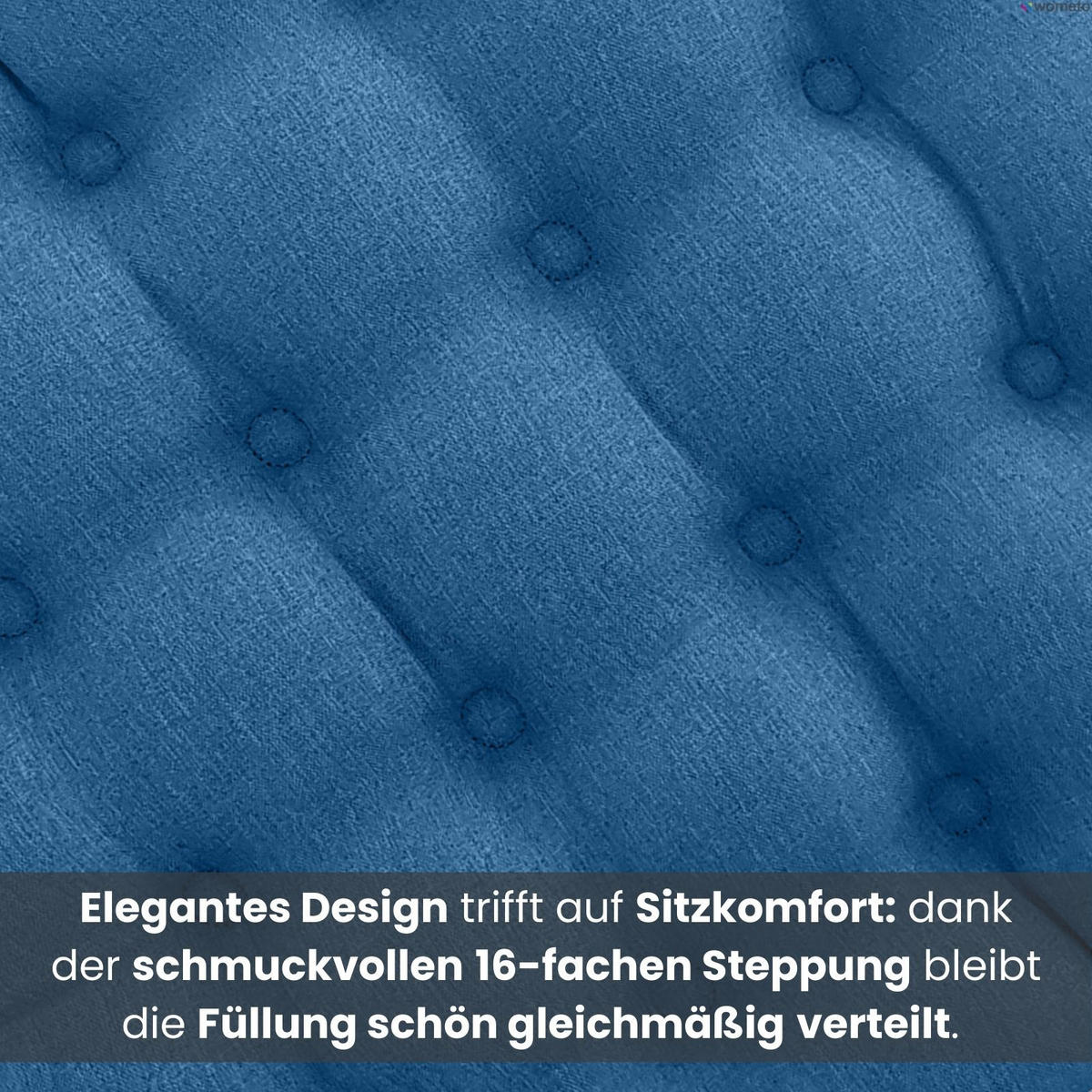 SITZKISSEN 2er Set 16-Punkt türkis 40/40 cm mit Steppung und Halte-Bändern - Türkis, Textil (40/40/4cm) - wometo