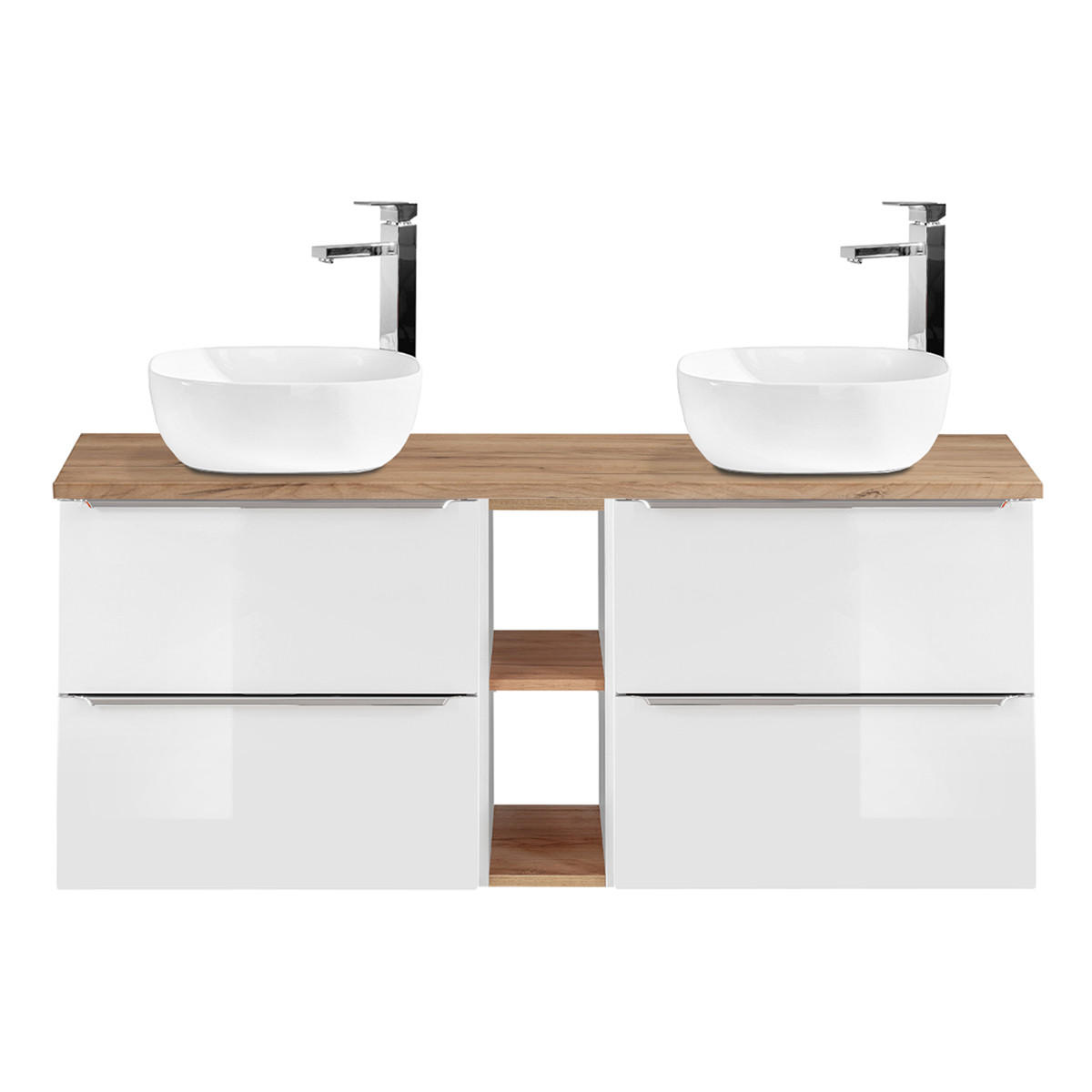 DOPPELWASCHTISCH 140.4cm April Weiß - Weiß, Holzwerkstoff (140.4/59/46cm) - Petits-meubles