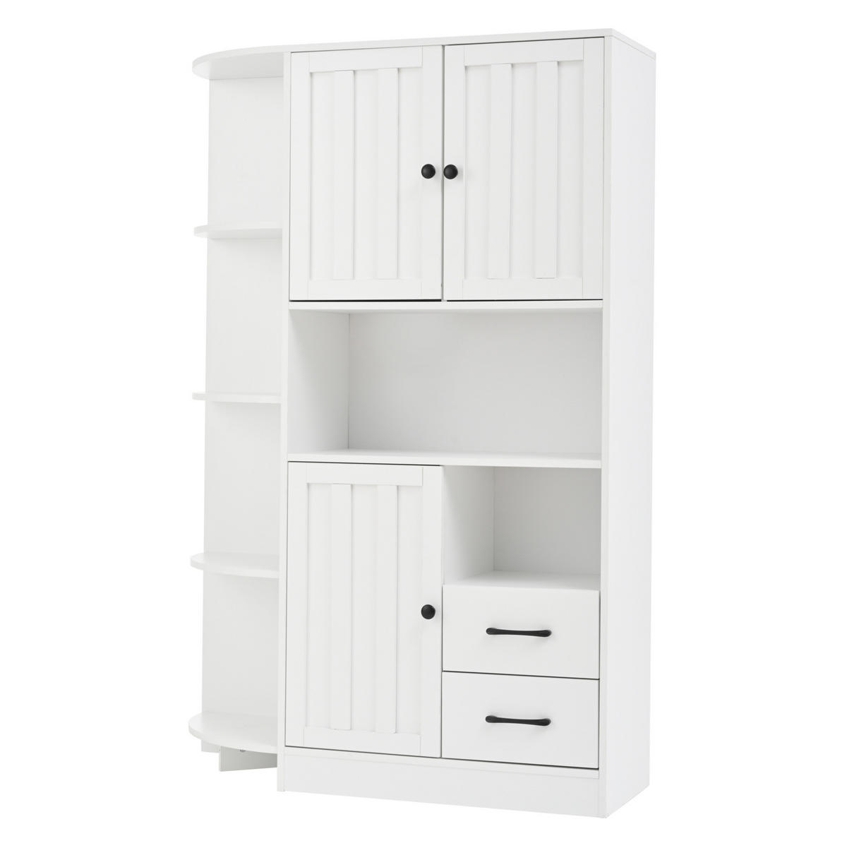 ECKSCHRANK 104/35/155 cm mit 3 Türen und 2 Schubladen – Weiss - Weiß, Holzwerkstoff (104/155/35cm) - BEAOK