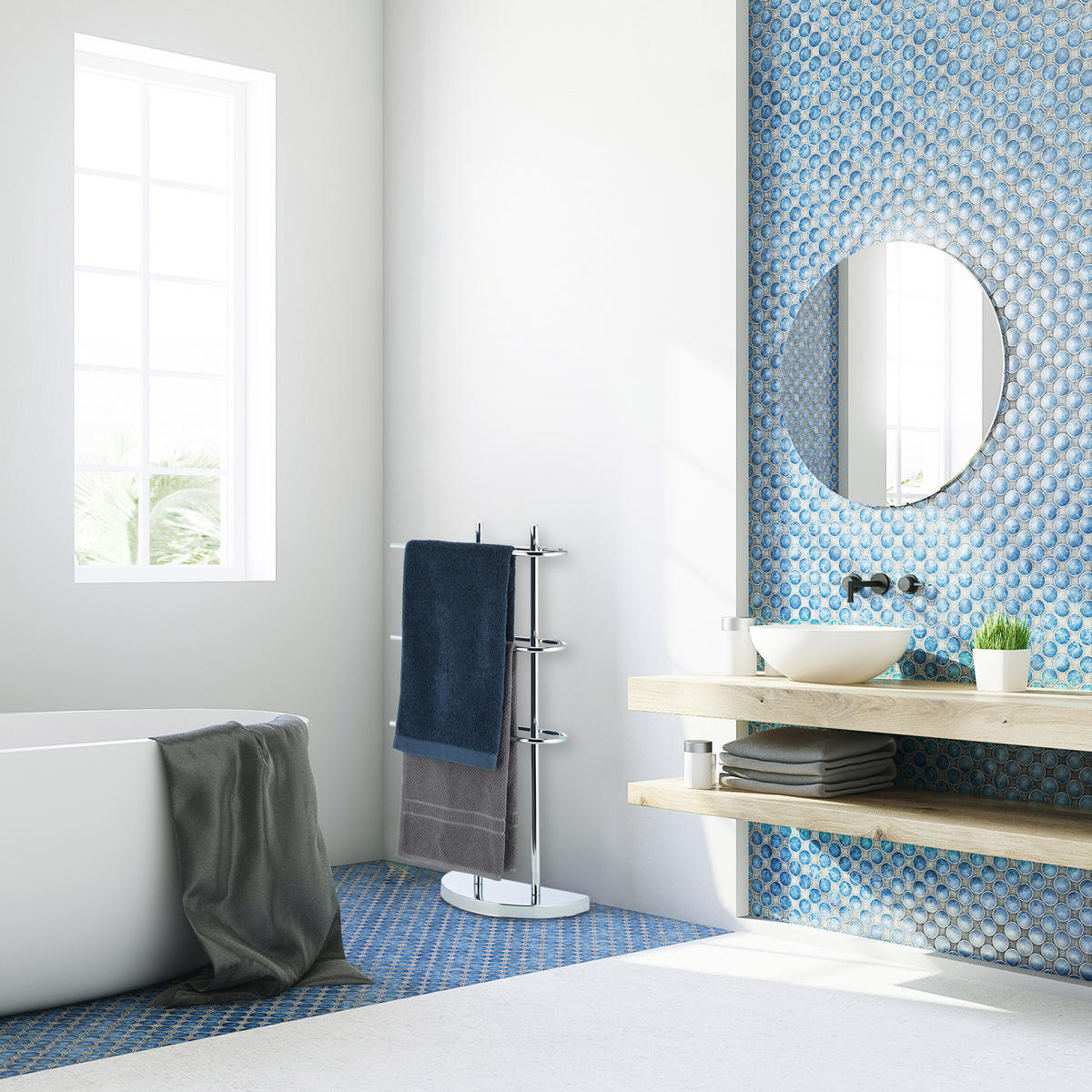 HANDTUCHHALTER - Silberfarben, Metall (40/83/18cm) - Relaxdays