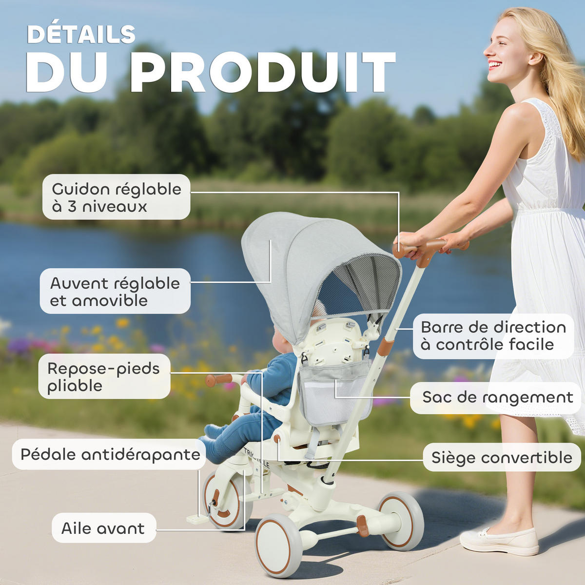 DREIRAD DE-18951 Creme - Creme, Metall (96.5/49/101cm) - ComfortXL