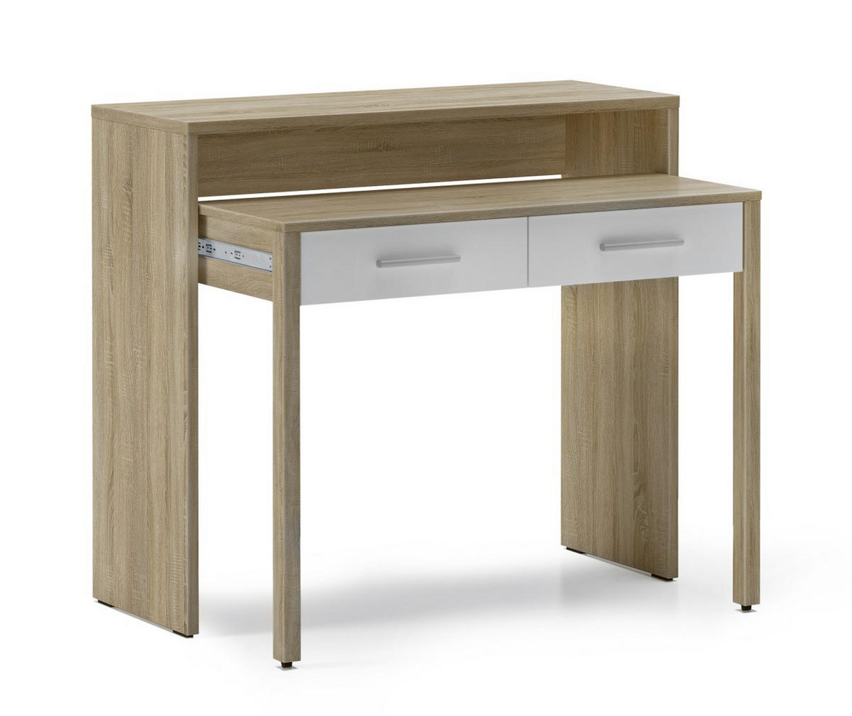 SCHREIBTISCH ausziehbar, eiche/weiß, 99/36/87cm - Eichefarben, Holzwerkstoff (36/99/87cm) - Skraut Home