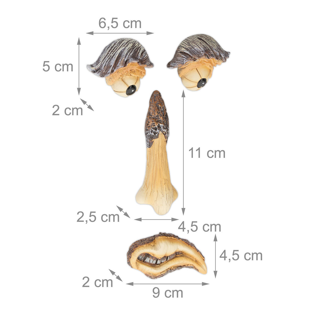 BAUMGESICHT - Multicolor, Kunststoff (11/4.5/2.5cm) - Relaxdays