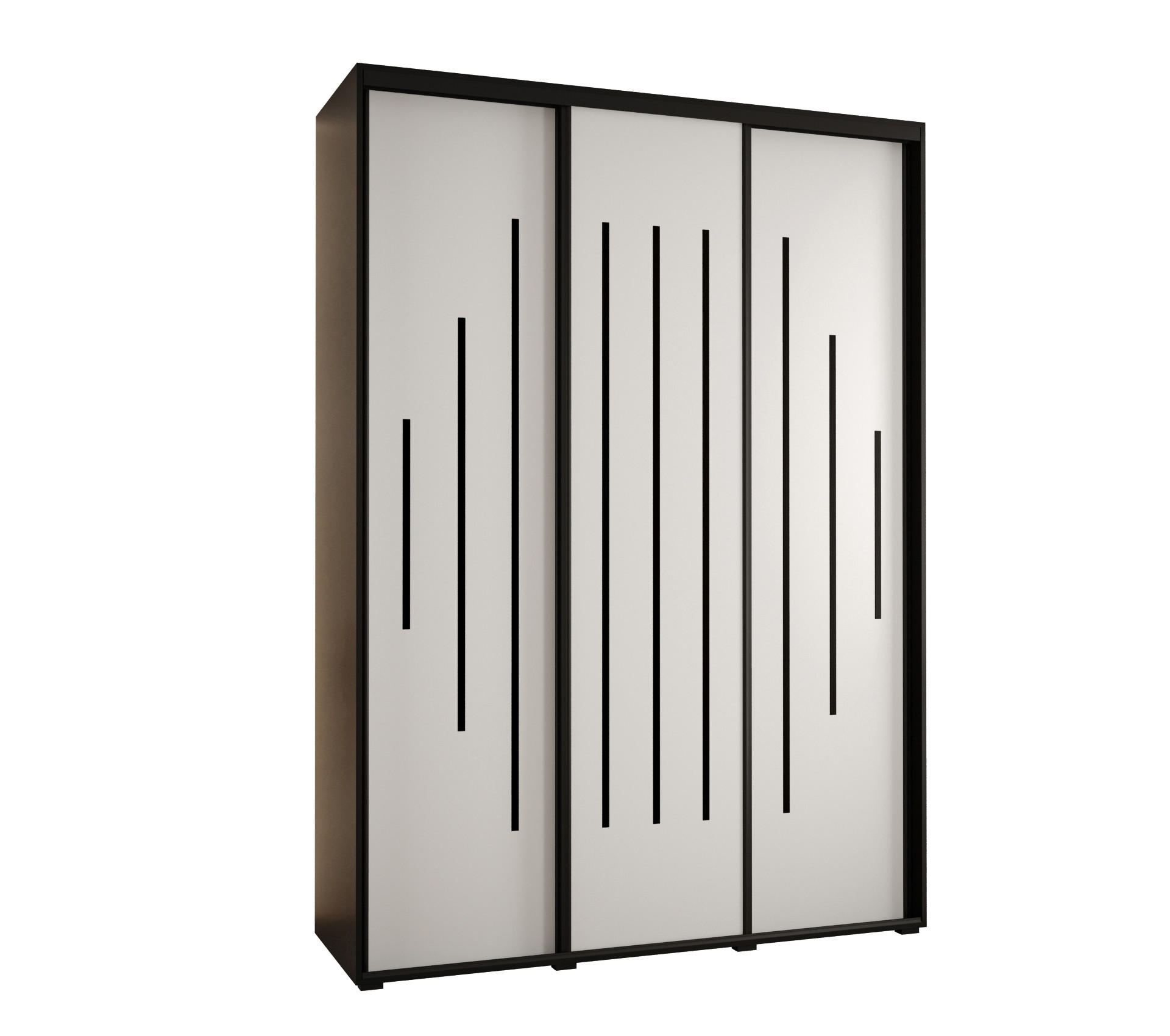 Abiks Möbel Schwebetürenschrank Schwarz, Weiß, Schwarz 170x235x60 cm