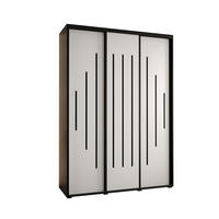 SCHWEBETÜRENSCHRANK 235,2/180/45 3-türig - Schwarz/Weiß, Holz/Metall (180/235/45cm) - Abiks Möbel