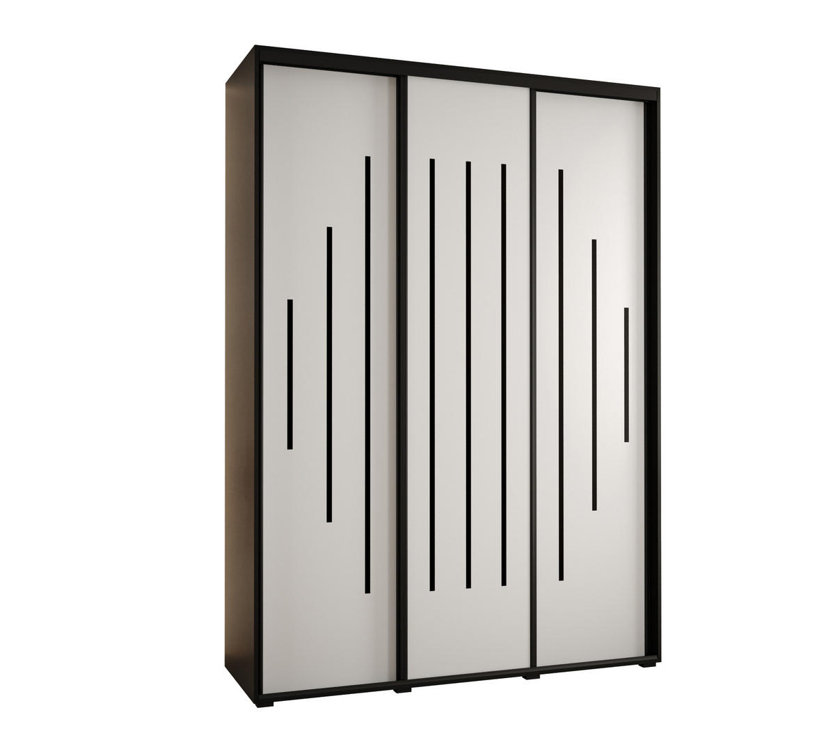 SCHWEBETÜRENSCHRANK 235,2/180/45 3-türig - Schwarz/Weiß, Holz/Metall (180/235/45cm) - Abiks Möbel