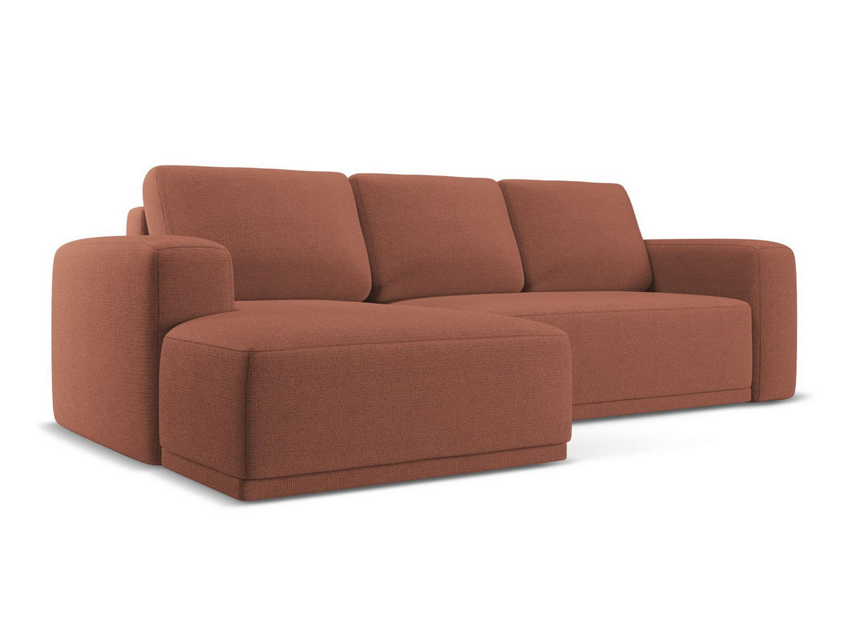 ECKSOFA mit Schlaffunktion Chenille Stoff Pink - Pink/Hellrosa, Kunststoff/Textil (160/258cm) - Makamii