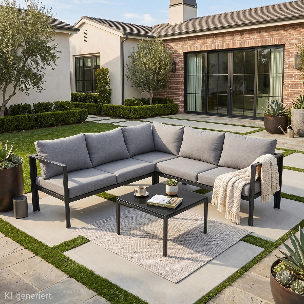 GARTENLOUNGE Missouri Schwarz / Grau - Schwarz/Grau, Metall - SVITA
