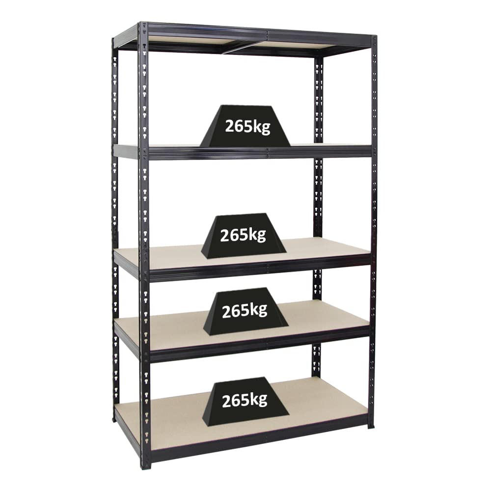 SCHWERLASTREGAL Giant Tiger 200x120x60 cm Fachlast 265 kg 5-Ebenen Schwarz - Schwarz, Metall (120/200/60cm) - PROREGAL
