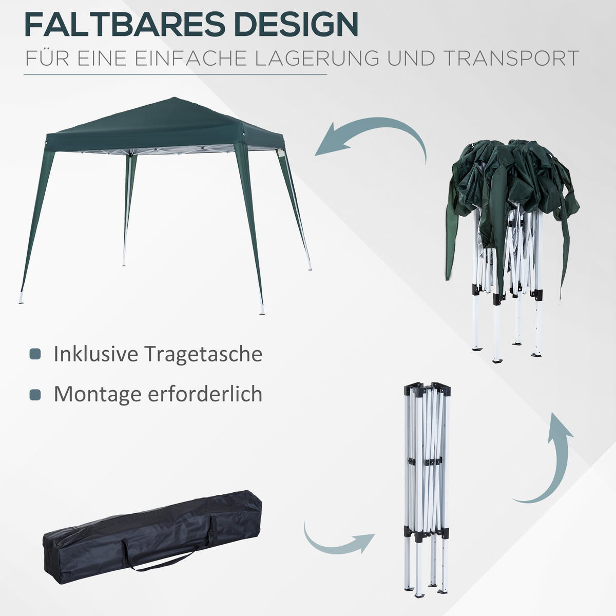 FALTPAVILLON 2,4x2,4 m Grün - Grün, Metall (240/250/240cm) - ComfortXL