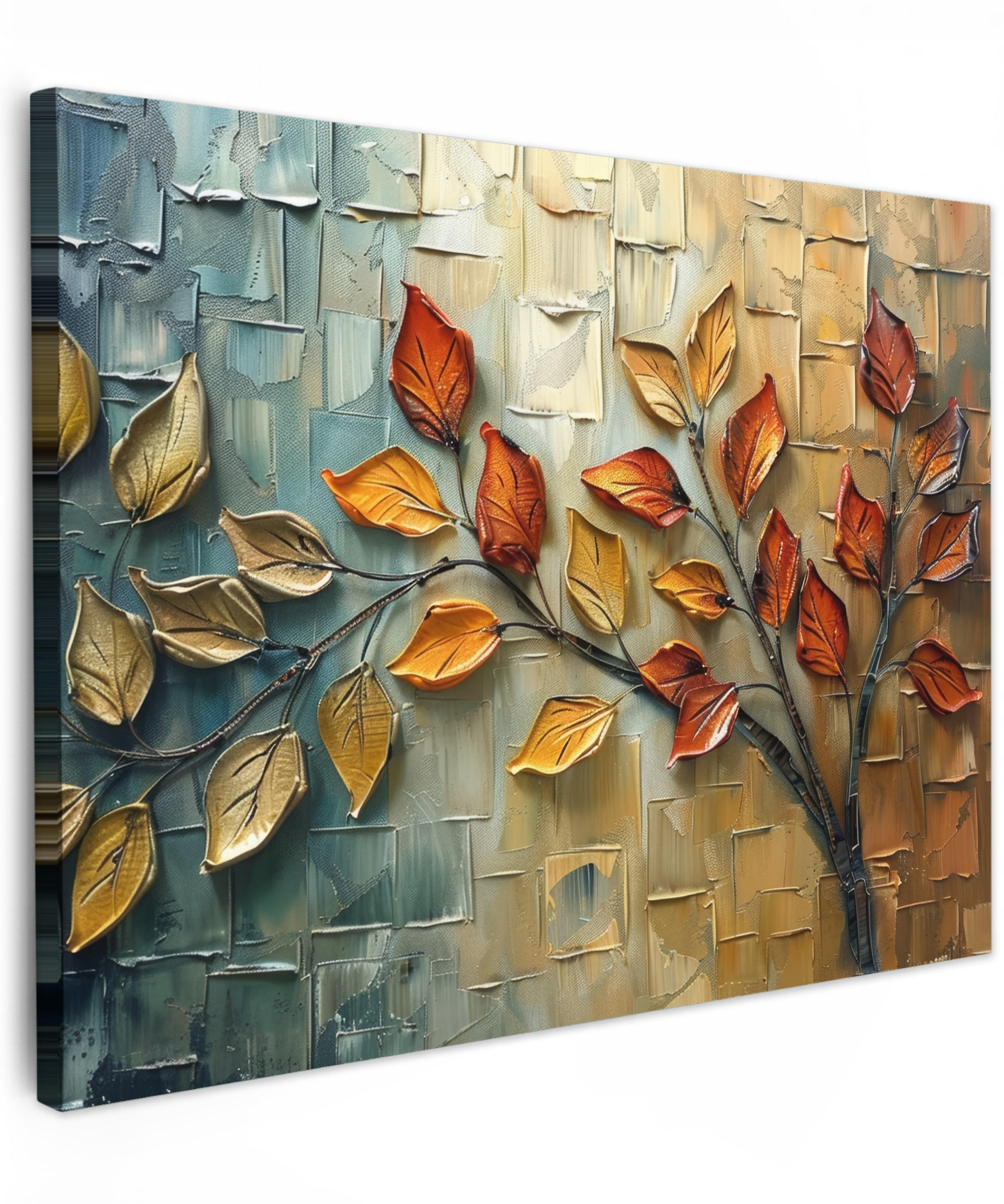 LEINWANDBILD Baum - Abstrakt - Natur - Kunst 80x60 cm - Goldfarben, Textil (80/60cm) - MuchoWow