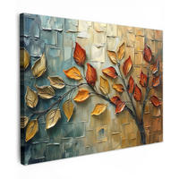 LEINWANDBILD Baum - Abstrakt - Natur - Kunst Wandbilder 80x60 cm - Goldfarben, Textil (80/60cm) - MuchoWow