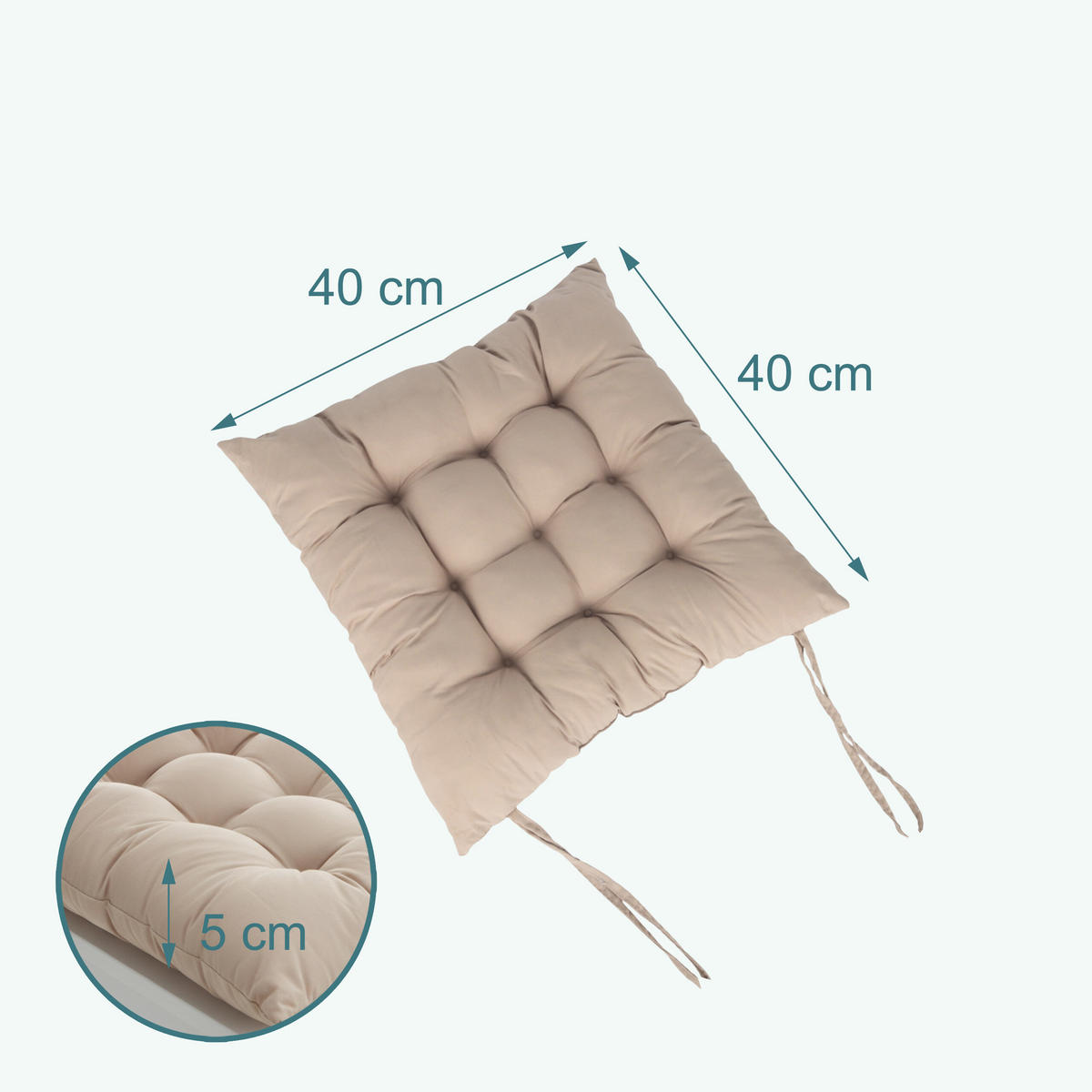 4XSTUHLKISSEN - Beige, Kunststoff/Textil (40/40/5cm) - Relaxdays