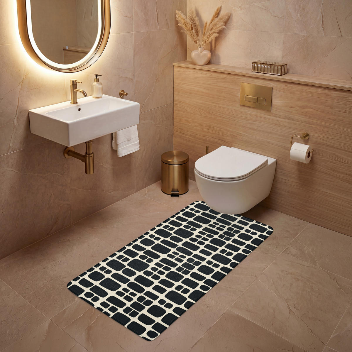 WC PŘEDLOŽKA Moderní - organické - černé 60x120 cm - antracitová, textil/plast (60/1cm) - OnlyWow