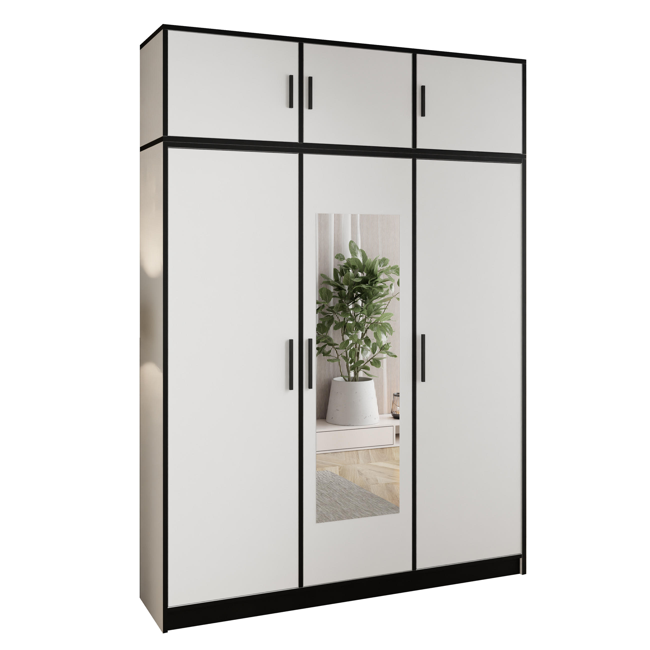 DREHTÜRENSCHRANK ROJ MIT AUFSATZ 3D weiß - Weiß, Holzwerkstoff (157/247/39cm) - Kier Furniture