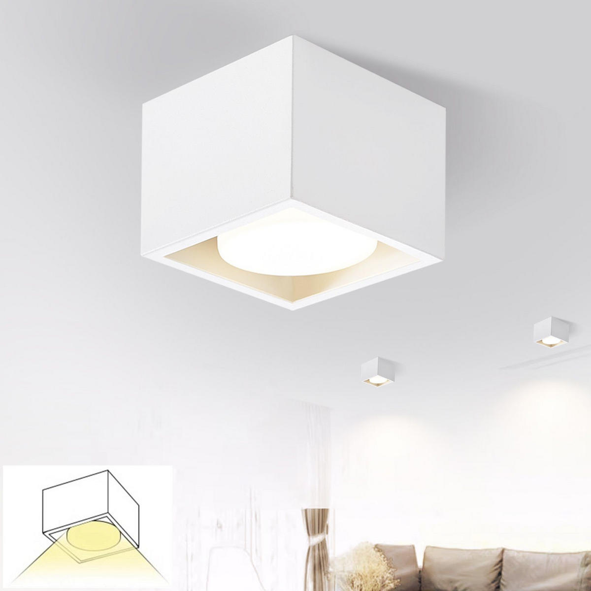 LED-DECKENLEUCHTE Harmonie 1-flammig 10/10/8 cm - Weiß, Metall (10/10/8cm) - Nettlife