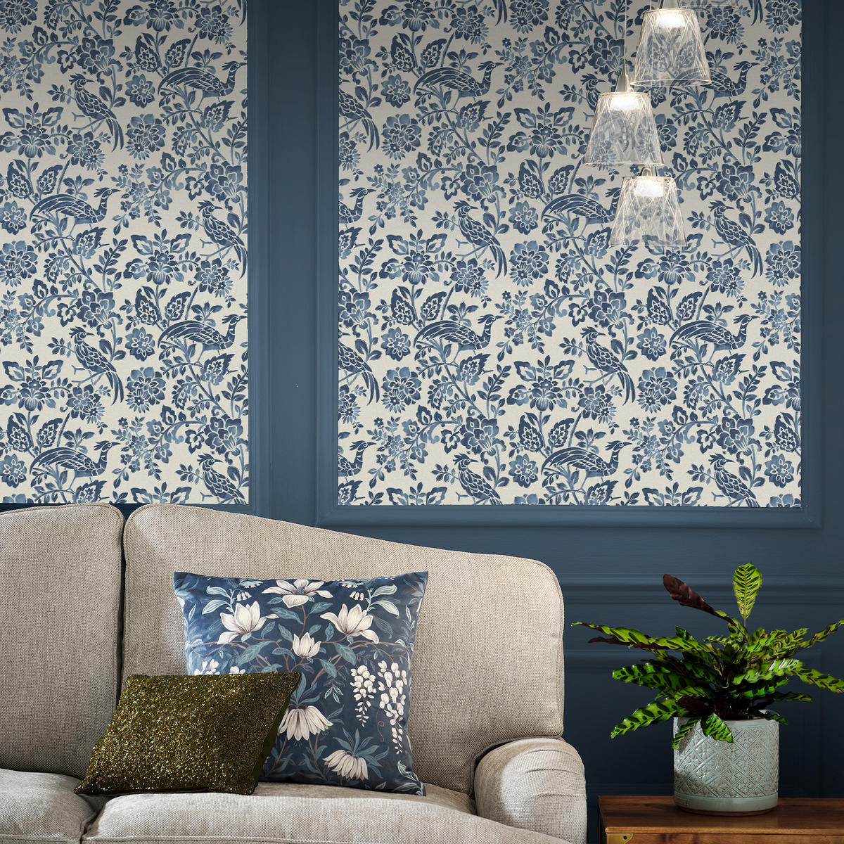 VLIESTAPETE Adain Palace Dark Seaspray Blue - Blau, Papier/Kunststoff (52/1000cm) - LAURA ASHLEY