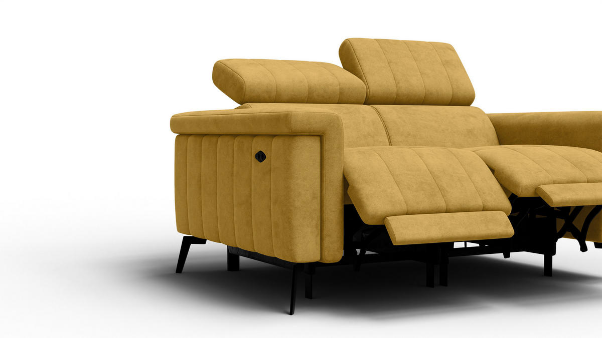 RELAXSOFA NORDEL 2-Sitzer, senfgelb - Gelb/Schwarz, Holz/Textil (150/80/105cm) - Courtois Laville