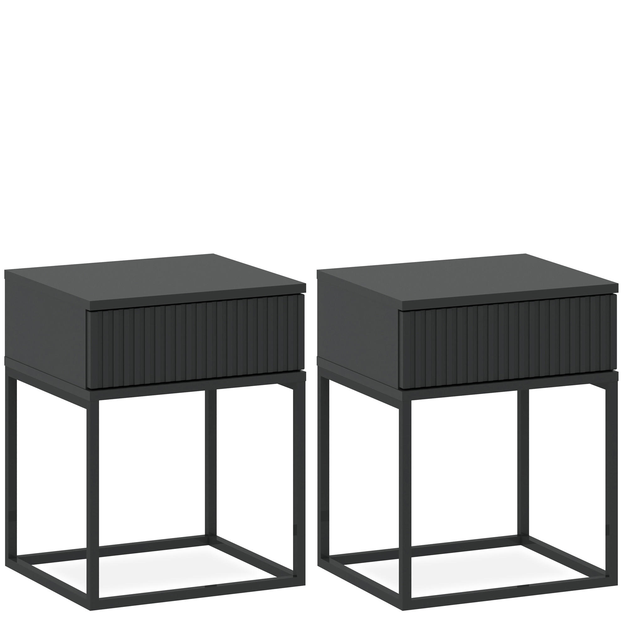 NACHTTISCH RECTUS 2-er Set - Anthrazit/Schwarz, Holzwerkstoff (40/52/39cm) - KONSIMO®