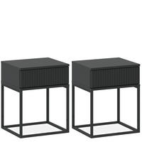NACHTTISCH RECTUS 2-er Set - Anthrazit/Schwarz, Holzwerkstoff (40/52/39cm) - KONSIMO®