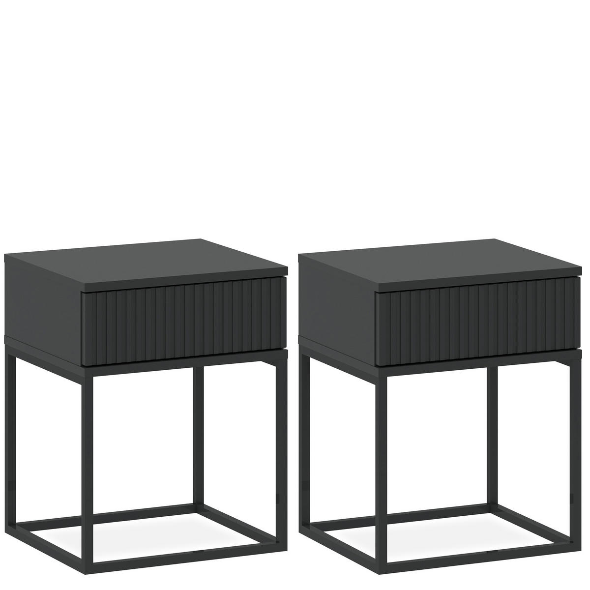 NACHTTISCH RECTUS 2-er Set - Anthrazit/Schwarz, Holzwerkstoff (40/52/39cm) - KONSIMO®
