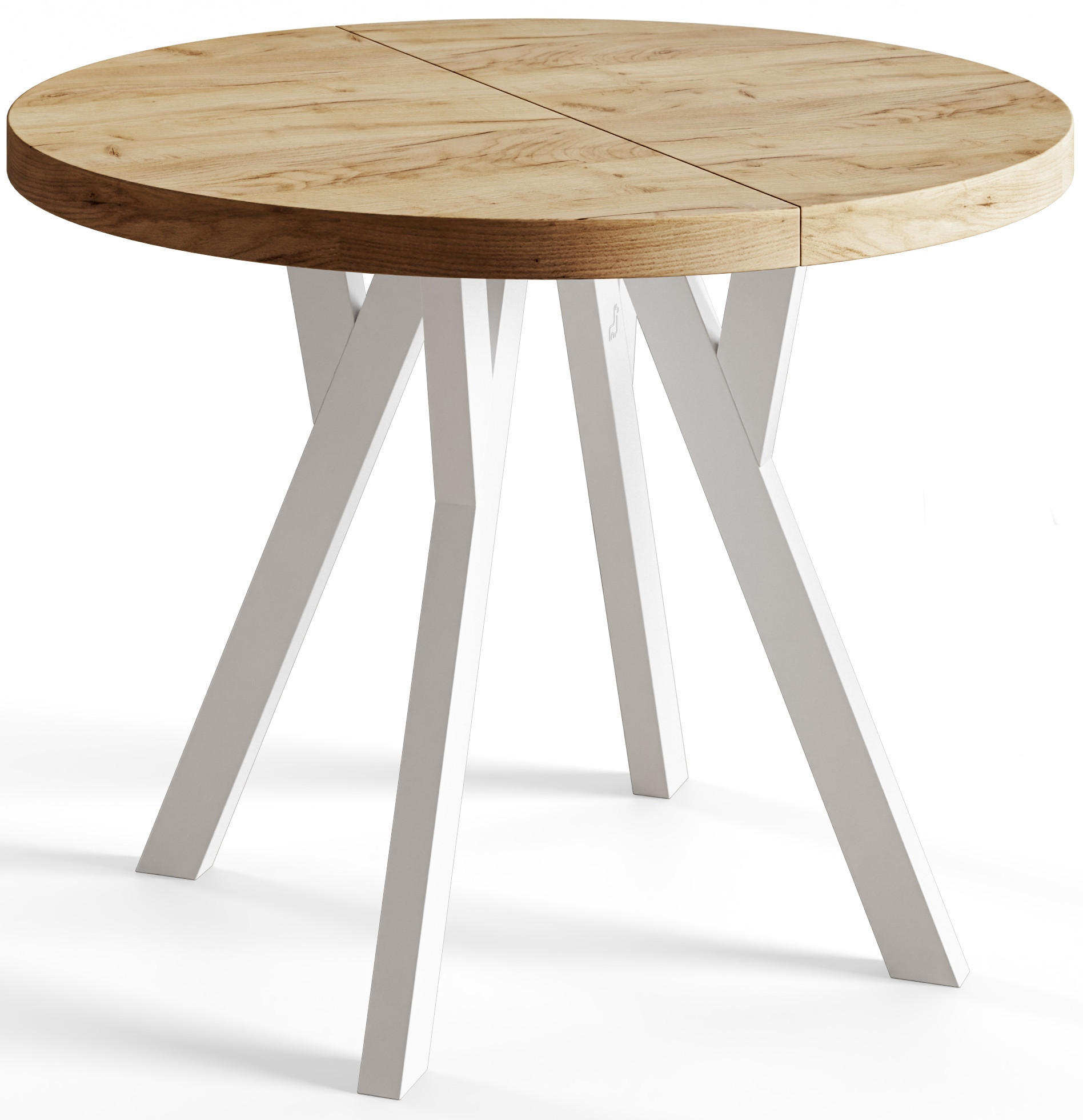ESSZIMMERTISCH OVO, ausziehbarer Tisch 90 cm bis 190 cm, Farbe: CRAFT, mit Holzbeinen in Farbe Weiß - Weiß/Braun, Holzwerkstoff (90/90/77cm) - Alpi-Möbel