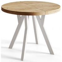 ESSZIMMERTISCH OVO, ausziehbarer Tisch 80 cm bis 130 cm, Farbe: CRAFT, mit Holzbeinen in Farbe Weiß - Weiß/Braun, Holzwerkstoff (80/80/77cm) - Alpi-Möbel