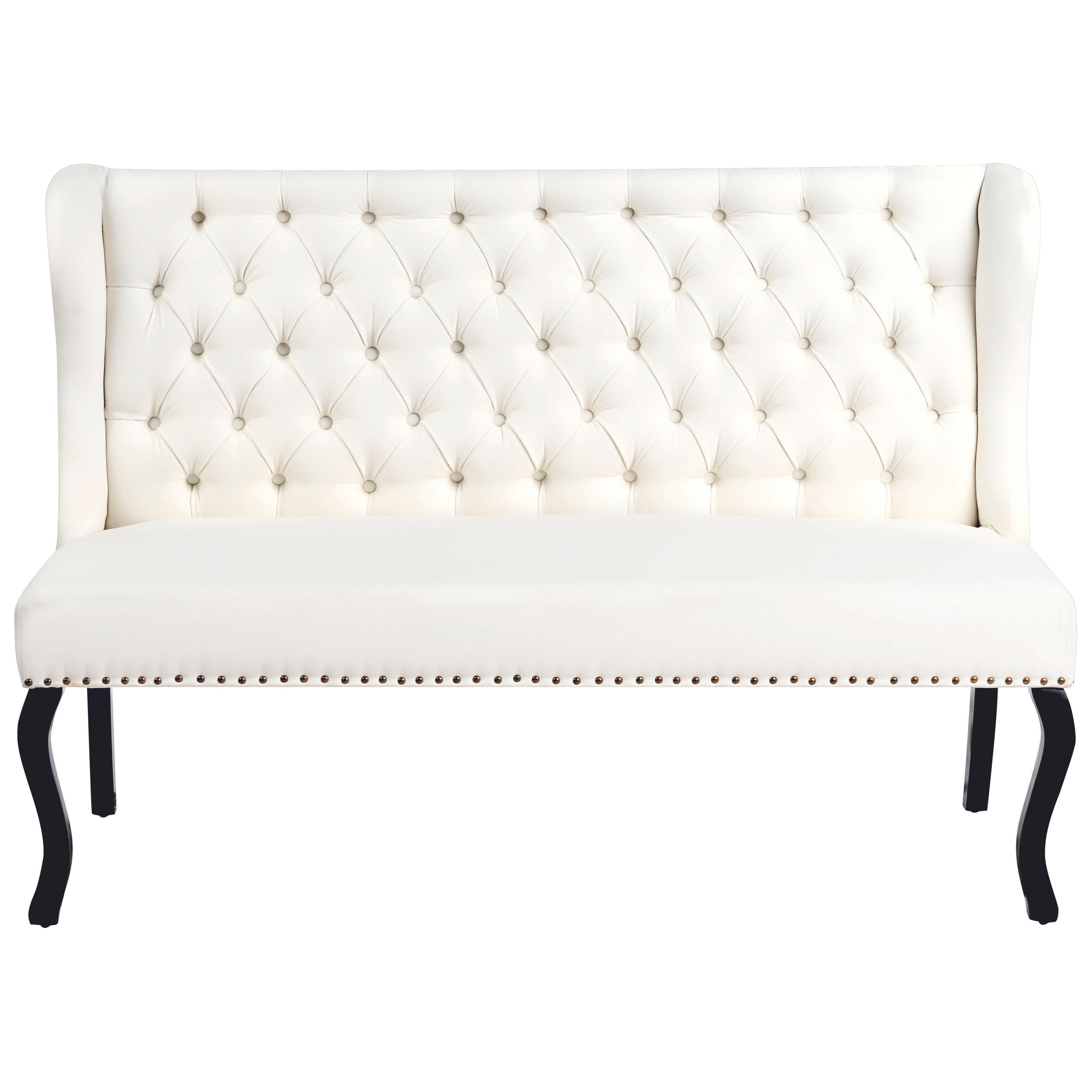 2-SITZER-KÜCHENSOFA creme Torsby - Schwarz/Weiß, Textil (154/106/63cm) - Beliani