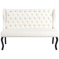 2-SITZER-KÜCHENSOFA creme Torsby - Schwarz/Weiß, Textil (154/106/63cm) - Beliani