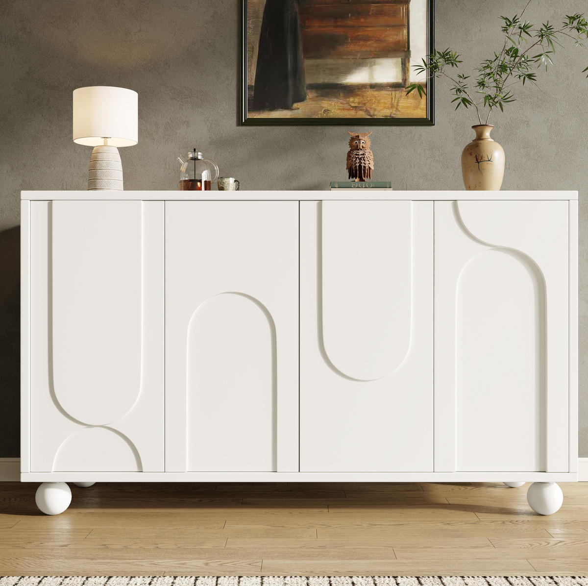 SIDEBOARD 120/35/71 cm aus MDF mit verstellbarem Einlegeboden Weiß/Creme - Weiß, Holzwerkstoff (120/71/35cm) - Modenvie
