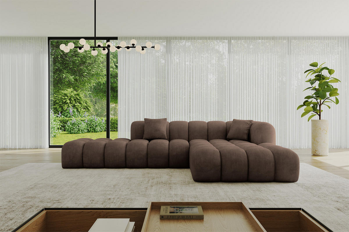ECKSOFA Ottomane Rechts OLEA-L2 - 289x176x71 cm Braun - Schwarz/Braun, Holzwerkstoff/Kunststoff (289/176cm) - ALTDECOR