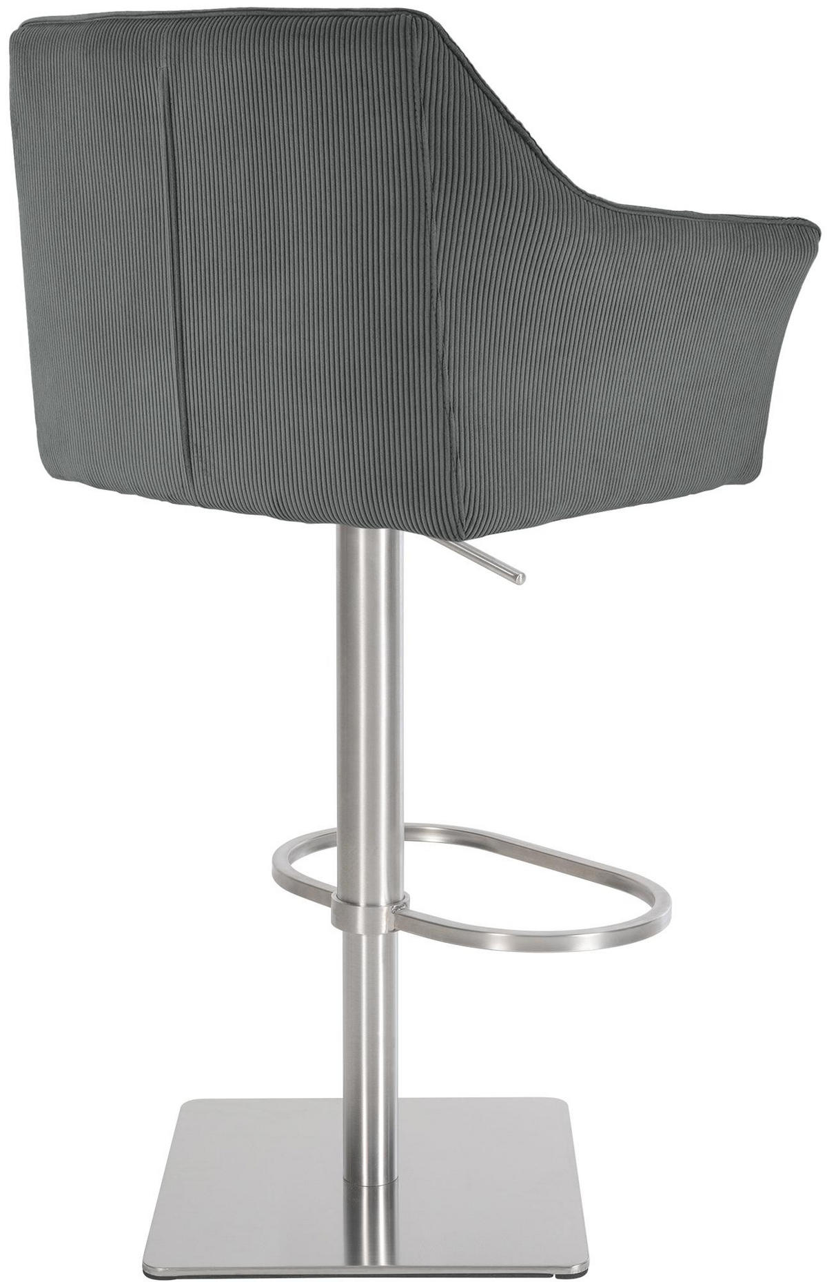 BARHOCKER Cord Grau - Edelstahlfarben/Grau, Textil/Metall (64/88/45cm) - CLP