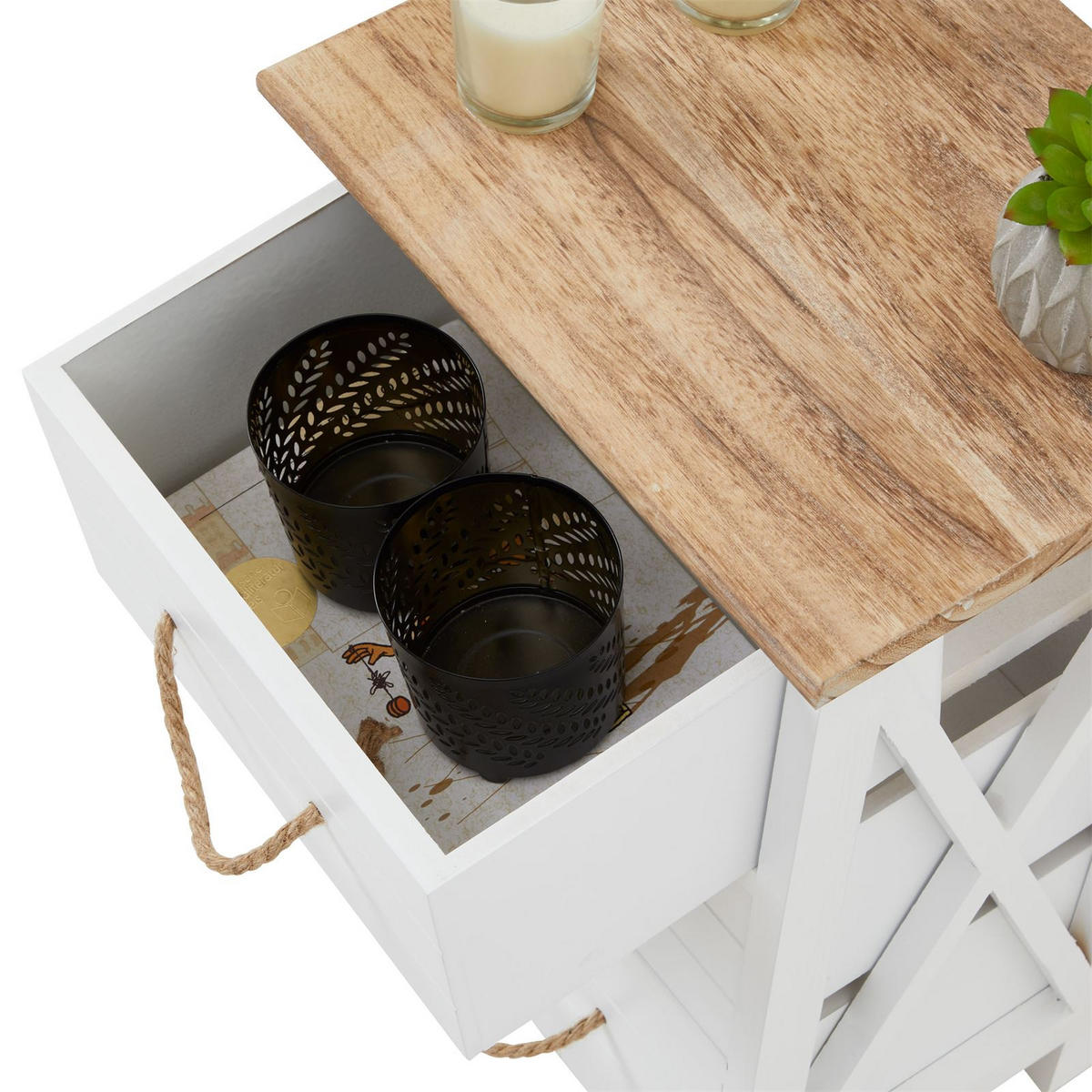 NACHTTISCH PERUGIA - Weiß, Holz (32/55/26cm) - CARO-Möbel