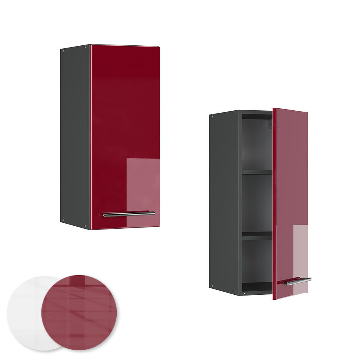 HÄNGESCHRANK Fame-Line Bordeaux Hochglanz 30 cm - Bordeaux/Anthrazit, Holzwerkstoff (30/72/34.1cm) - Vicco