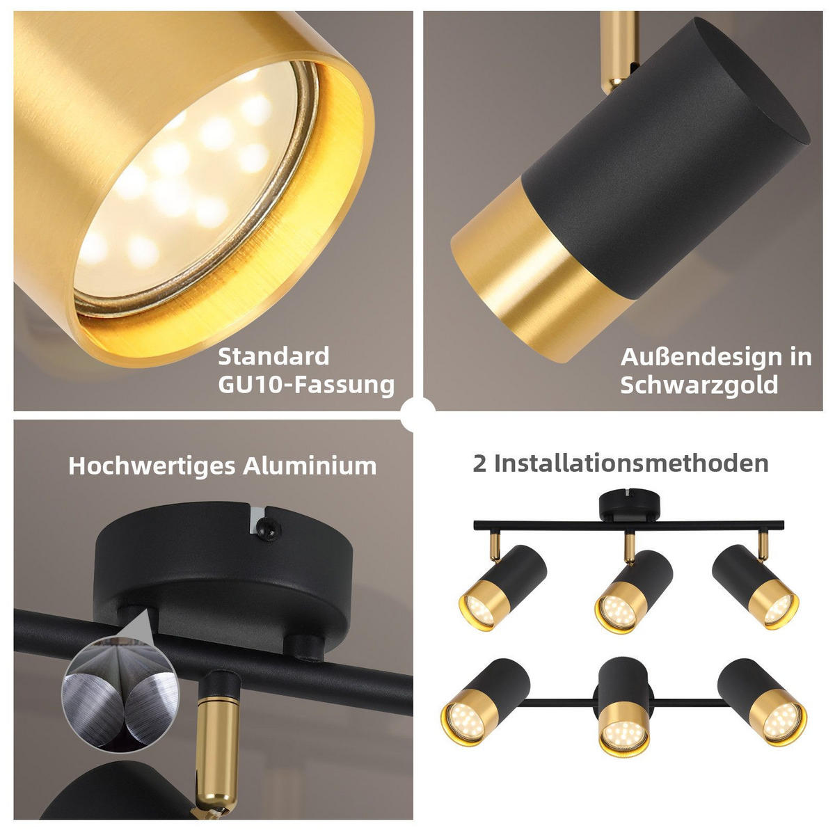 STRAHLER Schwerin 3-flammig 47/8/17 cm - Schwarz, Metall (47/8/17cm) - Nettlife