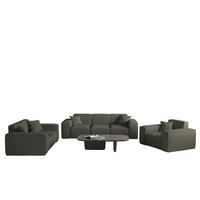 SOFASET Celes Premium 3-2-1 In Ascot - Jadegrün, Holzwerkstoff/Textil (225/73/88cm) - Fun Möbel