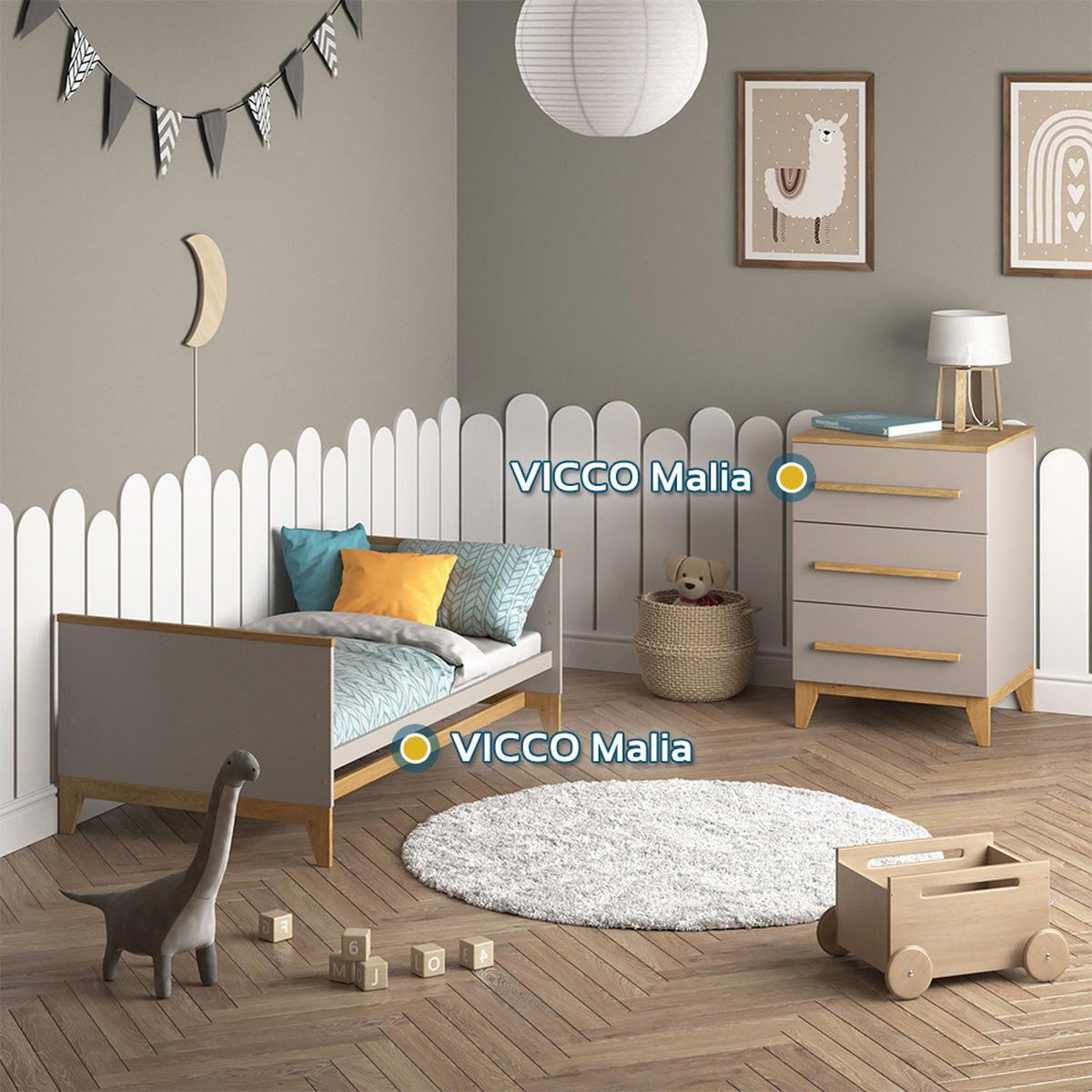 KOMMODE Malia Cashmere-Eiche 60 x 88 cm - Kaschmir, Holzwerkstoff (60/88/53.4cm) - VitaliSpa