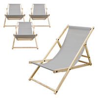 STRANDLIEGE 4er Set Hellgrau - Hellgrau, Holz (57.5/83/100cm) - ECD-Germany