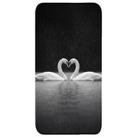 WC PŘEDLOŽKA Labutě - srdce - černá - bílá 60x120 cm - černá, textil/plast (60/1cm) - OnlyWow