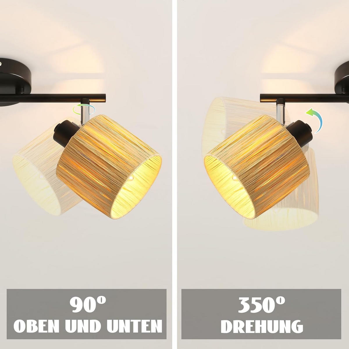 DECKENSTRAHLER Flambria 17/16.5/68 cm - Schwarz, Metall (68/17/16.5cm) - ZMH