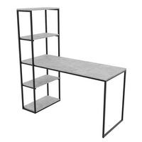 SCHREIBTISCH mit Seitenregal, Bellato Grau - Schwarz/Grau, Holzwerkstoff (152/60/160cm) - Idohome