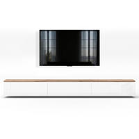 LOWBOARD Barvo 3x100 Eiche Wotan / Weiß Hochglanz 300/34/32 cm – hängendes TV-Board - Braun/Weiß, Holzwerkstoff (300/34/32cm) - AX Living