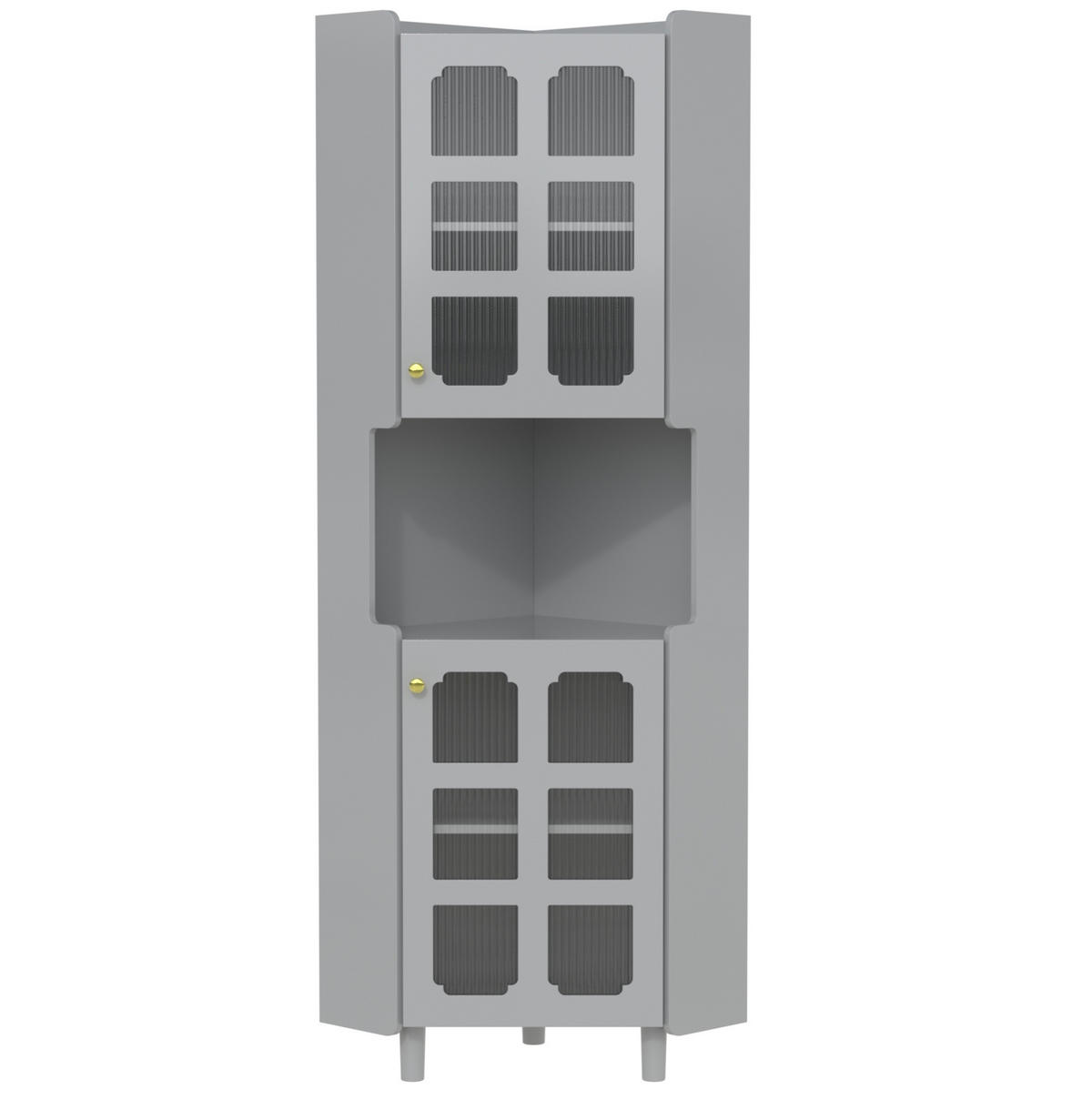 LED-ECKSPEICHERSCHRANK 63.5x17x157.5 cm Grau aus Spanplatte mit App-LED & 3-Zonen-Storage - Grau, Holzwerkstoff (63.5/157.5/17cm) - Modfu