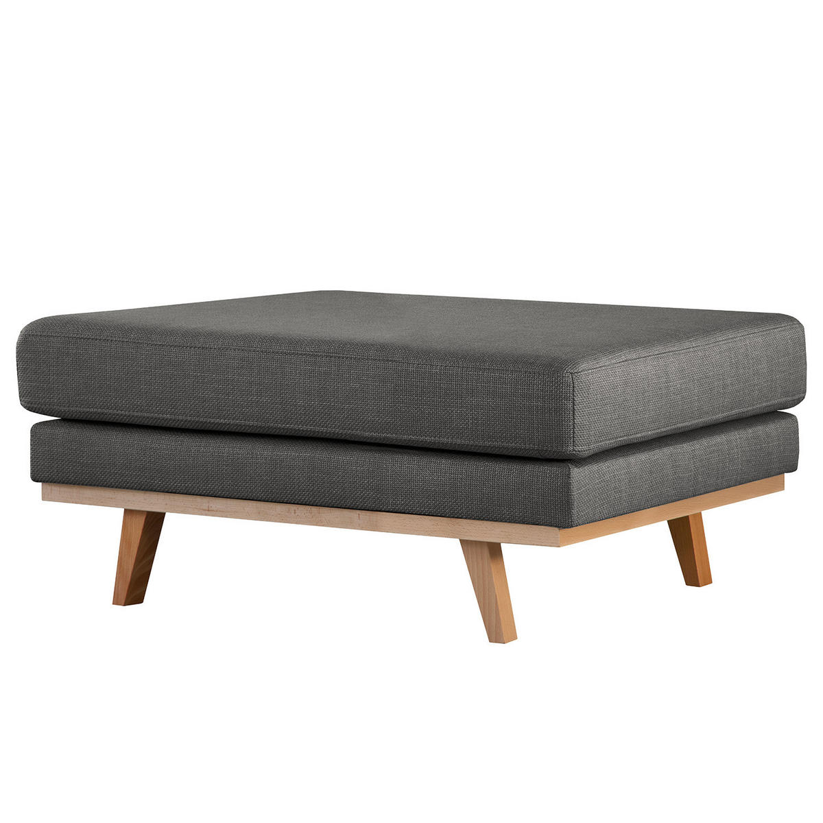 POLSTERHOCKER - Dunkelgrau/Buchefarben, Buchenholz/Textil (85/43/60cm) - home24