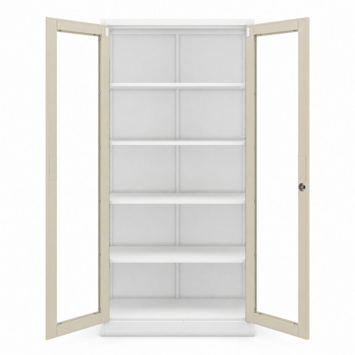 VITRINENSCHRANK Amelia 185x90x40 cm - Weiß/Sonoma Eiche, Metall (90/185/40cm) - Jan Nowak
